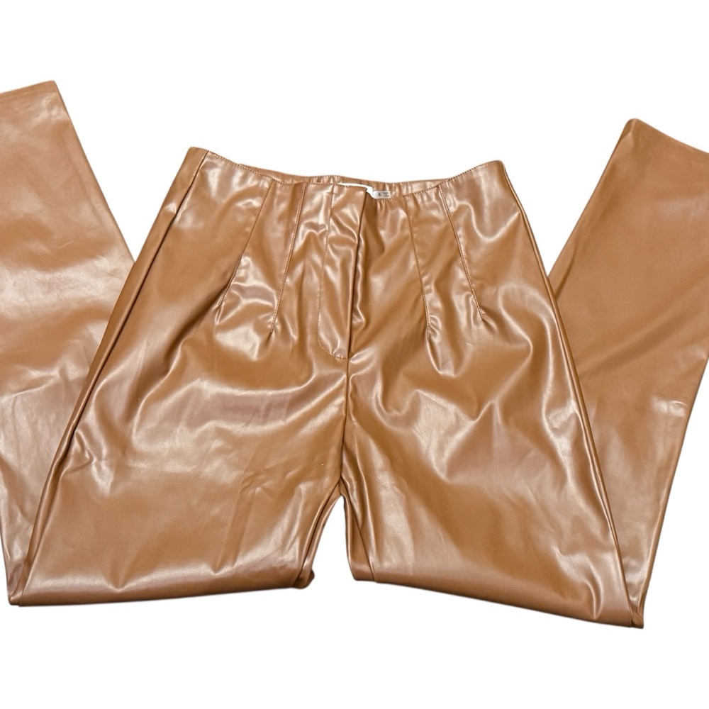 Day + Moon Brown Faux Leather High Rise Pants Size Small